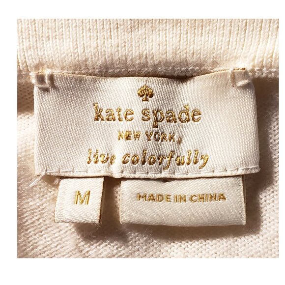 Kate Spade New York White Cardigan with Green and Gold Jeweled Detailing Size-M - Picture 4 of 10